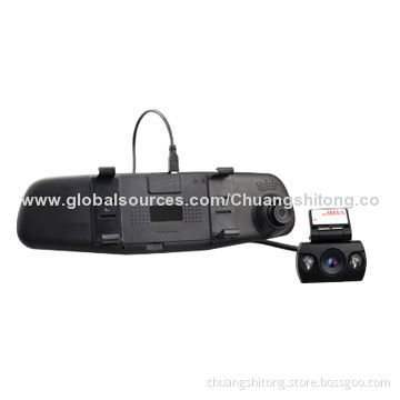 Night vision rear view mirror camera, dual lens 1080P, H.264 cycle recording